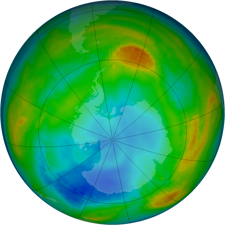 Antarctic ozone map for 16 July 2002